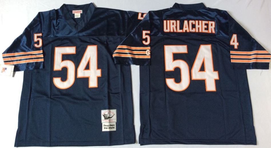 Men NFL Chicago Bears #54 Urlacher blue style2 Mitchell Ness jerseys->chicago bears->NFL Jersey